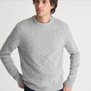 J. Crew Gray Cable Knit Crewneck Sweater